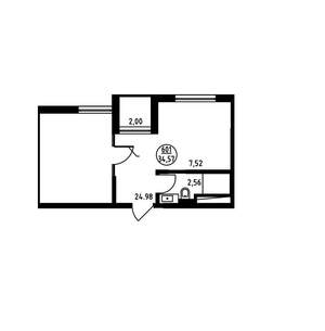 Студия квартира, вторичка, 35м2, 6/7 этаж