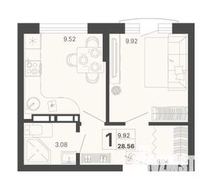 1-к квартира, вторичка, 29м2, 10/20 этаж