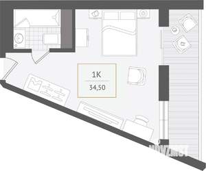 1-к квартира, вторичка, 35м2, 7/10 этаж