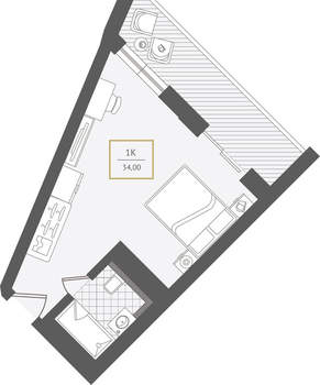 1-к квартира, вторичка, 34м2, 9/10 этаж