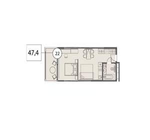 1-к квартира, вторичка, 47м2, 6/9 этаж
