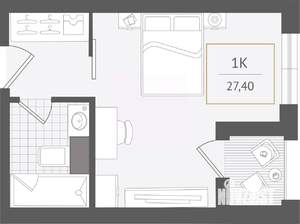 1-к квартира, вторичка, 27м2, 6/10 этаж