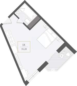 1-к квартира, вторичка, 35м2, 5/10 этаж