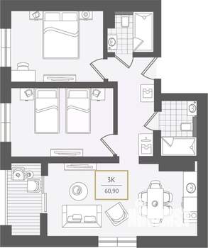 3-к квартира, вторичка, 62м2, 7/10 этаж