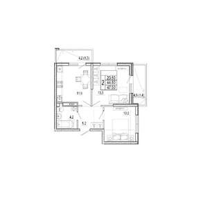 2-к квартира, вторичка, 48м2, 7/17 этаж