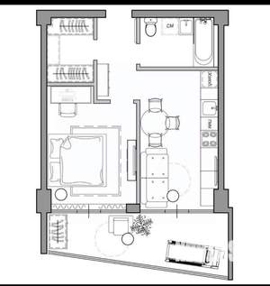 Студия квартира, вторичка, 46м2, 5/14 этаж