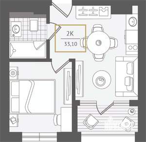 2-к квартира, вторичка, 33м2, 9/10 этаж
