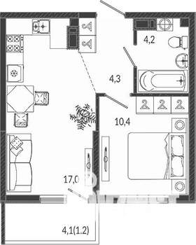 2-к квартира, вторичка, 37м2, 8/12 этаж