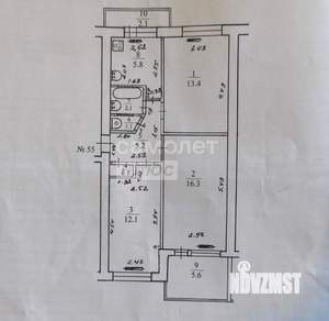 3-к квартира, вторичка, 57м2, 4/5 этаж
