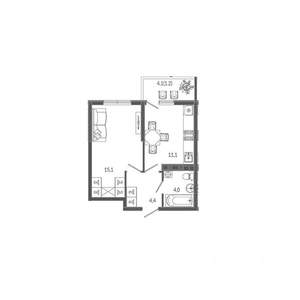 1-к квартира, вторичка, 36м2, 2/12 этаж