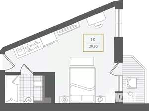 1-к квартира, вторичка, 31м2, 7/10 этаж