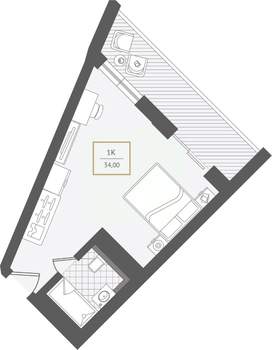 1-к квартира, вторичка, 34м2, 8/10 этаж