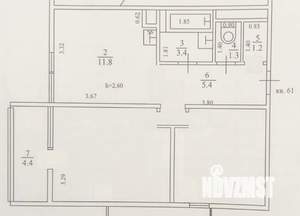 2-к квартира, вторичка, 50м2, 11/16 этаж