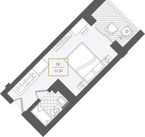 1-к квартира, вторичка, 22м2, 9/10 этаж