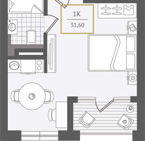 1-к квартира, вторичка, 32м2, 9/10 этаж