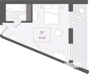 1-к квартира, вторичка, 35м2, 9/10 этаж