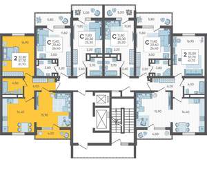 2-к квартира, строящийся дом, 62м2, 6/10 этаж