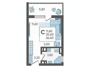 Студия квартира, вторичка, 26м2, 8/10 этаж