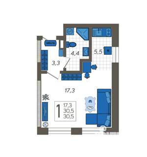 Студия квартира, вторичка, 37м2, 1/12 этаж