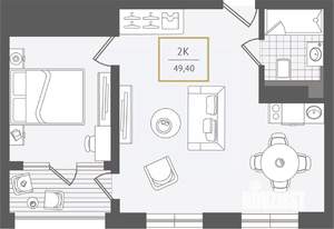 2-к квартира, вторичка, 50м2, 4/10 этаж