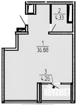 1-к квартира, вторичка, 44м2, 11/16 этаж