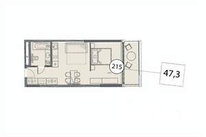 1-к квартира, вторичка, 47м2, 6/9 этаж