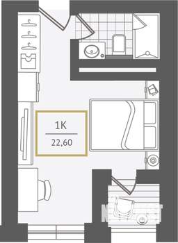 1-к квартира, вторичка, 23м2, 8/10 этаж