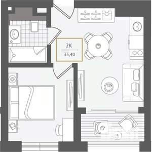 2-к квартира, вторичка, 34м2, 9/10 этаж