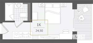 1-к квартира, вторичка, 25м2, 6/10 этаж