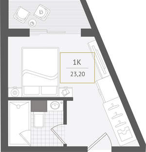 1-к квартира, вторичка, 23м2, 8/10 этаж