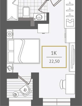 Студия квартира, вторичка, 23м2, 8/10 этаж