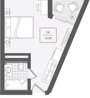 1-к квартира, вторичка, 26м2, 3/10 этаж