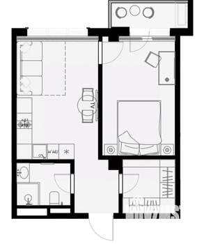 1-к квартира, вторичка, 45м2, 3/7 этаж
