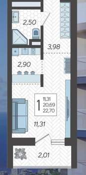Студия квартира, вторичка, 23м2, 16/17 этаж