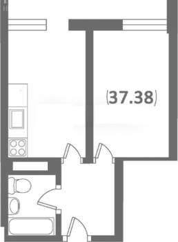 1-к квартира, вторичка, 37м2, 9/12 этаж