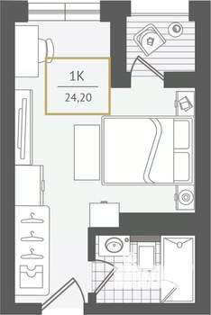 1-к квартира, вторичка, 24м2, 6/10 этаж
