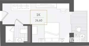 1-к квартира, вторичка, 27м2, 7/10 этаж