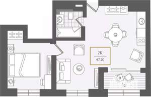2-к квартира, вторичка, 48м2, 2/10 этаж
