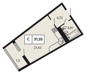 Студия квартира, вторичка, 31м2, 10/13 этаж