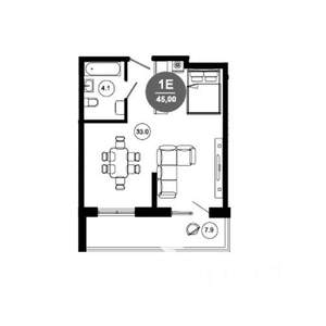 Студия квартира, вторичка, 45м2, 10/10 этаж