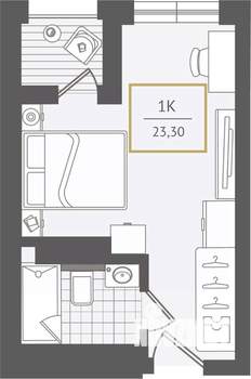 1-к квартира, вторичка, 24м2, 10/10 этаж