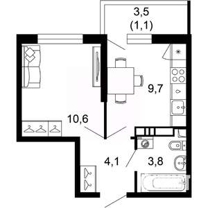 1-к квартира, вторичка, 29м2, 2/17 этаж