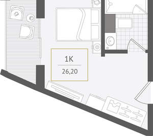 1-к квартира, вторичка, 26м2, 6/10 этаж