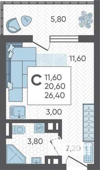 Студия квартира, строящийся дом, 26м2, 10/10 этаж