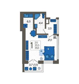 Студия квартира, вторичка, 38м2, 11/12 этаж