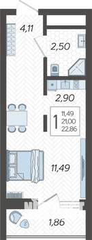 Студия квартира, вторичка, 23м2, 5/19 этаж
