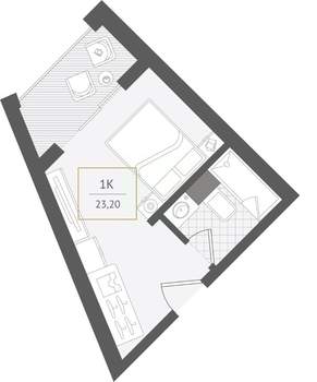 1-к квартира, вторичка, 23м2, 10/10 этаж