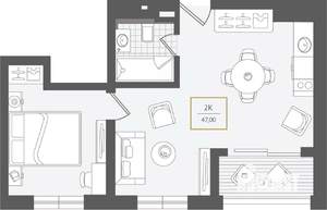2-к квартира, вторичка, 48м2, 3/10 этаж